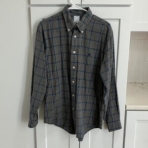Brooks Brothers Regent Men's Cotton Gray Plaid Long Sleeve Button Down Shirt